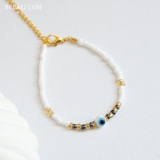Hot Sale Evil Eye Crystal Beads Bracelet Originally Handmade in Bali